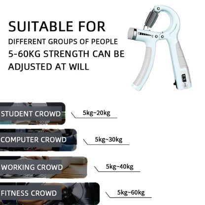 5-60Kg Adjustable Hand Grip Strengthener Hand Grip Trainer with Counter Wrist Forearm and Hand Exerciser for Muscle Building